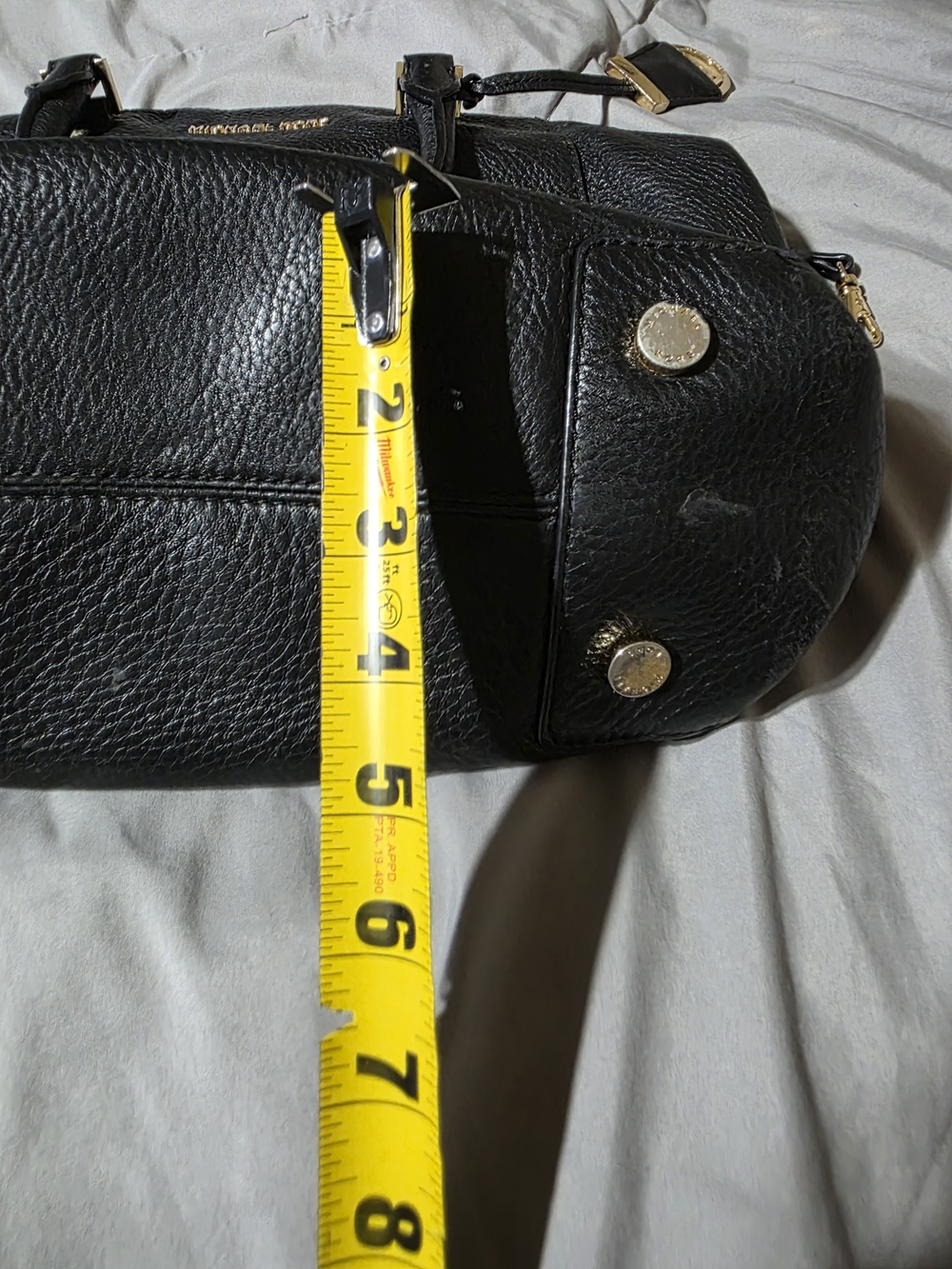 MICHAEL KORS Black Pebbled Leather Large Satchel with Gold Hardware - Picture 13 of 13